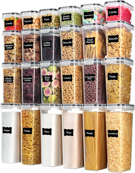 Airtight Food Storage Containers, 24-Piece Set with Secure Lids for Pantry & Kitchen Organization